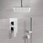 Shower Faucet, Remer SFH42, Chrome Ceiling Shower System With Rain Shower Head and Hand Shower